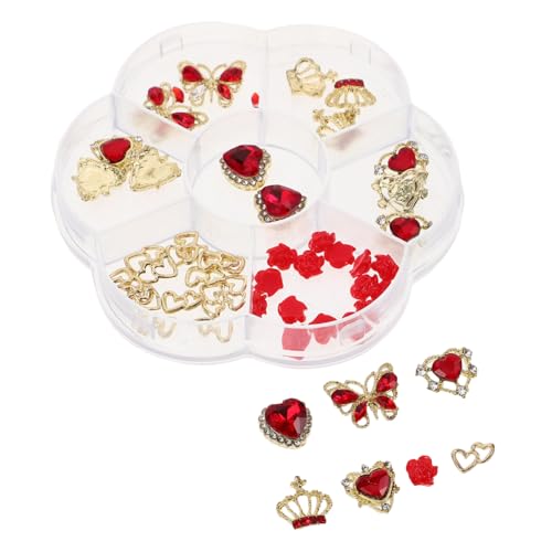 Vaguelly 1 Schachtel Rhinestone Herz Nail Charms Vielseitige Nagelkunst Dekorationen aus Hochwertiger Legierung Kompakt Tragbar für DIY Nails Handtaschen Kleidung Accessoires von Vaguelly