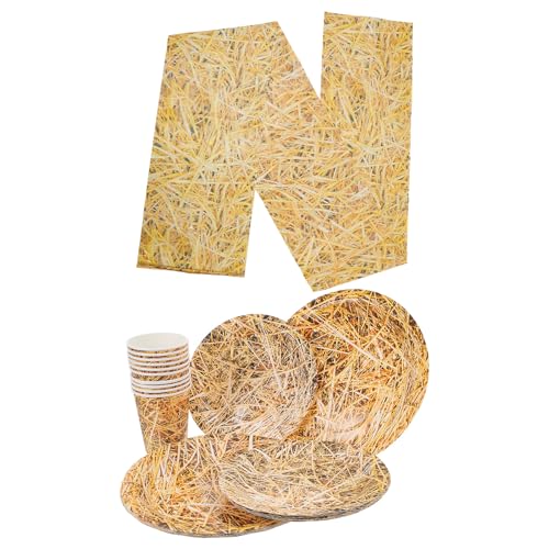 Vaguelly 1 Set Papiergeschirr: Tischdecke aus Heuballen, Pappbecher und -Teller – Partyzubehör für Western-Cowboys – Partygeschenk zum Thema Wilder Westen – Tischdekoration auf dem Bauernhof Vaguelly 1 Set Papiergeschirr: Tischdecke aus Heuballen, Pappbecher und -Teller – Partyzubehör für Western-Cowboys – Partygeschenk zum Thema Wilder Westen – Tischdekoration auf dem Bauernhof von Vaguelly