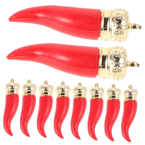 Vaguelly 10 STK. Chili-Pfeffer-Charme Pfefferverzierung Pfeffer-hängedekoration Chili-Charme Gemüsegirlande Gemüse-anhänger Ohrring-Charms Künstlicher Pfeffer Lebensmittelschmuck Harz Rot von Vaguelly