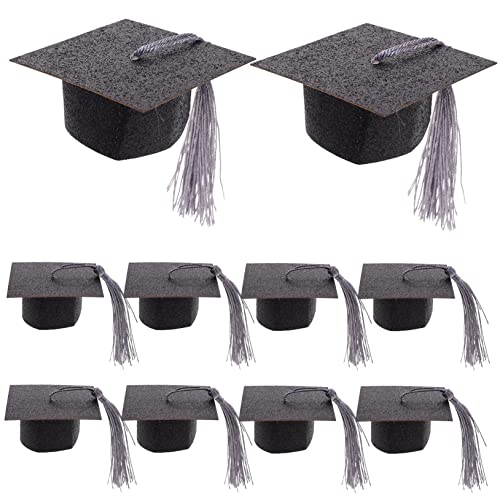 Vaguelly 10 Stück Abschlusspokal Deckel Abschlusshüte Favorisieren Chapeau-abschluss Abschlusshut-becherhülle Kelchdeckel Cupcake-topper Mit Abschlusskappe Junggesellenabschied Papier Black von Vaguelly