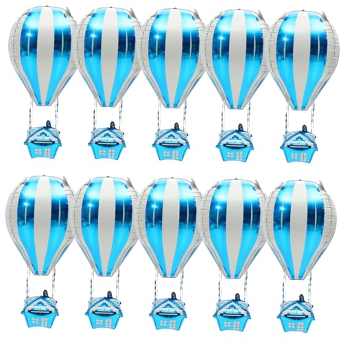 Vaguelly 10 Stück Heißluftballon Folienballons für Kindergeburtstag Aluminium Luftballons Dekoration für Partys Babypartys und Feiern Leicht und Langlebig Farbenfroh und Kreativ von Vaguelly