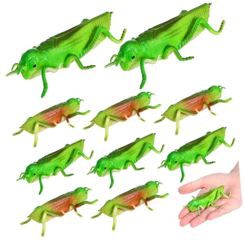Vaguelly 10 Stück Kunststoff-Heuschrecken-Insektenfiguren-Spielzeug Gefälschte Grüne Heuschrecken-Spielzeuge Tropische Charakter-Spielzeuge Für Insekten-Mottopartys von Vaguelly