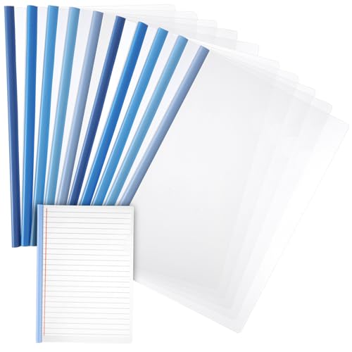 Vaguelly 10 Stück Kunststoff Slide Binder mit Kapazität Einzigartige Farbvarianten für Schule Büro und Zuhause Stilvolle Dokumentenorganisation Blau Himmelblau und Eisblau von Vaguelly