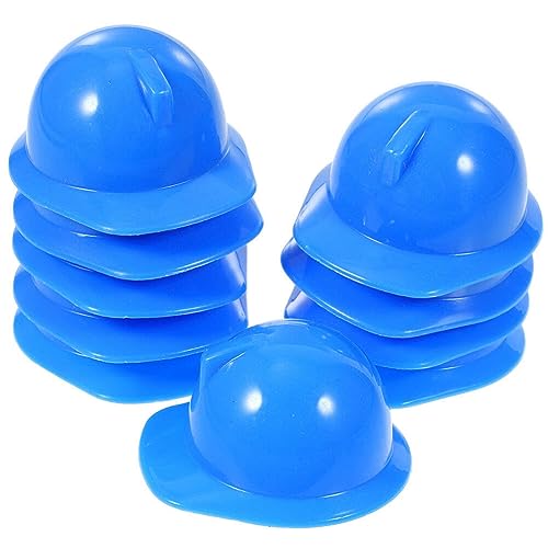 Vaguelly 10 Stück Mini-Bau-Hut Kunststoff Mini-Bau-Party-Spielzeug Puppenhüte Miniatur-Flaschenaufsatz Hüte Für Ostern Party-Zubehör Spielzeugpuppe Anzieh-Spielzubehör Gastgeschenke Blau von Vaguelly