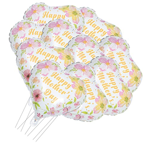 Vaguelly 10 Stück Muttertag Folienballons Große Dekoballons für Muttertagsfeier Blumenherz Design für Innen und Außendekorationen von Vaguelly
