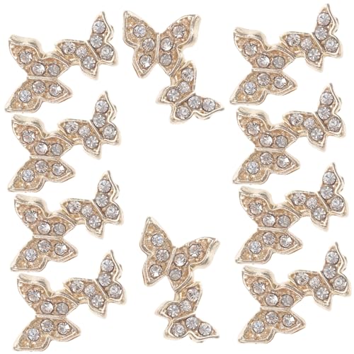 Vaguelly 10 Stück Nagelzubehör Nägel für Schmetterlinge Nagelstecker Nail-Art-Charme Nailart-Zubehör UV groß nail decoration nailkndy Nagel Kunst Dekoration Nailart-Strasssteine Legierung von Vaguelly