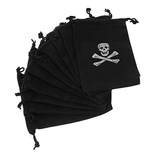Vaguelly 10 Stück Piraten Kordelzugbeutel Halloween Aufbewahrungstaschen mit Muster Leicht und Praktisch für Süßigkeiten und Ganzjährige Nutzung von Vaguelly