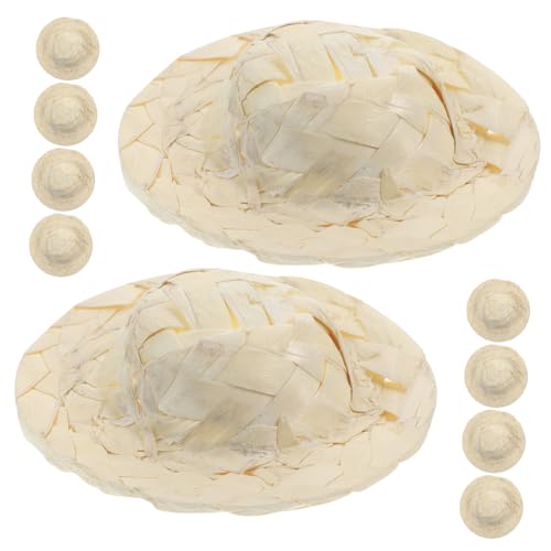 Vaguelly 10 Stück Puppenmütze Kinderstrohhut Miniatur-puppenhut Kleine Rattanhüte Puppenhaus Strohhut Mini-strohhüte Miniatur Kleiner Hut Mini-strickmütze Minihüte Zum Basteln Kindermütze von Vaguelly