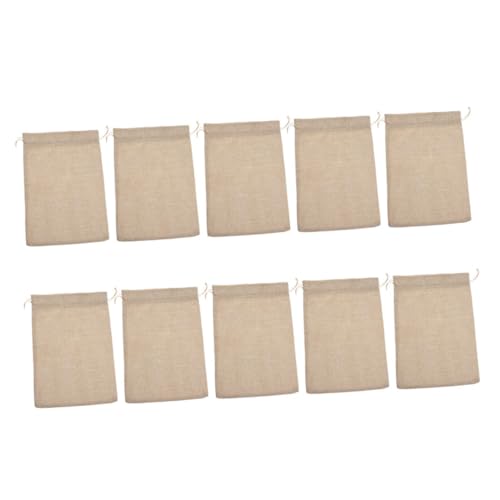 Vaguelly 10 Stück Teiliges Kleine Leinensäckchen mit Kordelzug Wiederverwendbare Rustikale Jutebeutel für Schmuck Partygeschenke Kreative Geschenkverpackung von Vaguelly