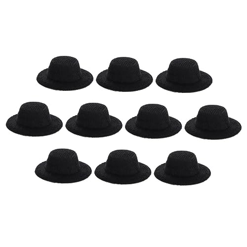 Vaguelly 10 Stück Zubehör für Puppenhäuser puppenkleidung doll Accessories Puppenhut-Verzierung Mini-Zylinder Mini-Geburtstagshüte zarte Miniaturhüte kleine Jazzhütchen Stoff Black von Vaguelly