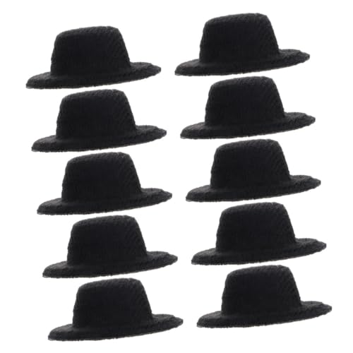 Vaguelly 10 Stück austauschbare Mini-Hüte Mini-Zylinder Kleiner Zylinder Puppenhüte puppenkleidung doll Accessories kleine Jazz-Hütchen zum Basteln Puppen Minihüte Mini-Hut Stoff Black von Vaguelly