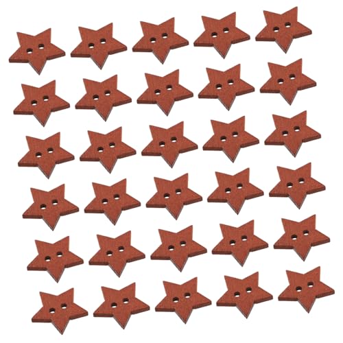 Vaguelly 100 Stück Fünfzackiger Stern knopf knöpfe Tasten Knopf in Sternform kleine Holzsterne zum Basteln Sterne basteln hölzern Coffee von Vaguelly