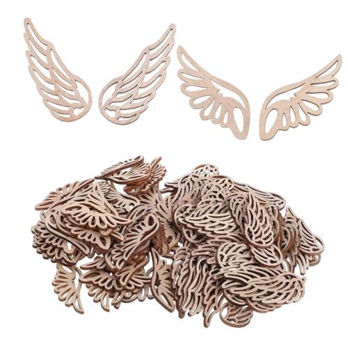 Vaguelly 100 Stück Holz Engelsflügel Holzengel Ornamente Holzengelsflügel Zum Basteln Holzengelsflügel Bambus Beige Holz von Vaguelly