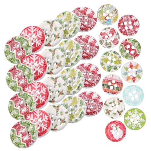 Vaguelly 100 Stück Holz Weihnachtsknöpfe Cartoon Designs für DIY Bastelprojekte Mischstile für Kleidung Rucksäcke Scrapbooking und Weihnachtsdeko von Vaguelly
