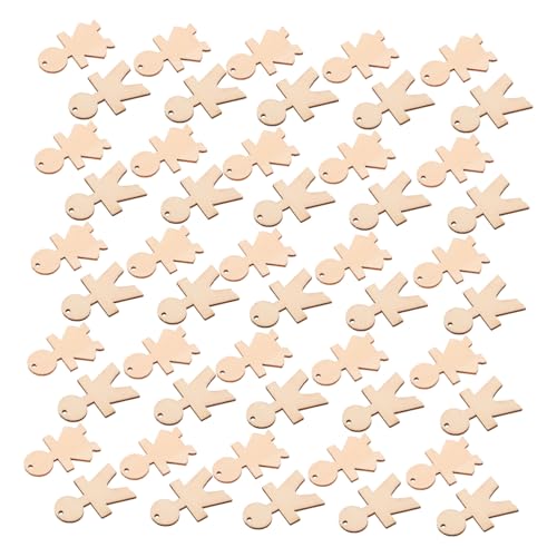 Vaguelly 100 Stück Holzfiguren Jungen Mädchen Holzscheiben DIY Basteln Unbehandelte Holzfiguren für Kinderzimmer Partydeko Vielseitig Nutzbar Kreative Bastelprojekte von Vaguelly
