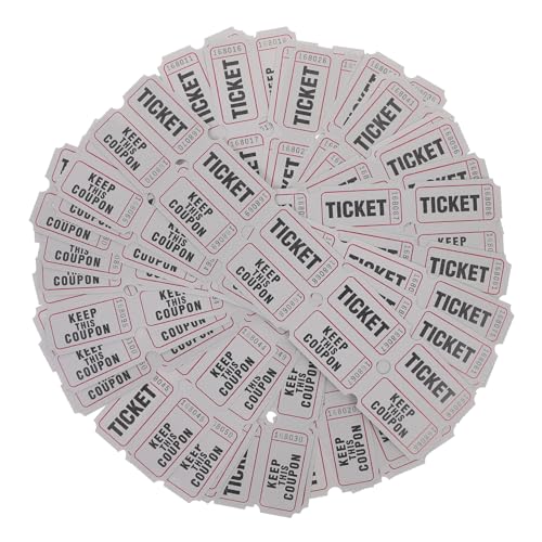 Vaguelly 100 Stück Tickets für die Tombola Event Jahrestag Amusement Sauf Spiel Doppeltickets Eintrittskarten für Veranstaltungen Tickets Etiketten Lotterielose für die Hochzeit Papier Grey von Vaguelly