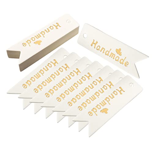 Vaguelly 100 Stück handgemachte Tags Kleine Tags Etiketten Kreativ label personalisiert preisschild handgeschöpfte Geschenkanhänger aus Papier Geschenkanhänger für Weihnachtsgeschenke Weiß von Vaguelly