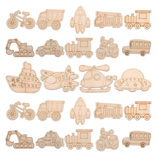 Vaguelly 100 Stück leere Holzscheiben zum Thema Transport, DIY, unbehandelte Holzausschnitte für Kinder, Malen, Basteln und Heimdekoration Vaguelly 100 Stück leere Holzscheiben zum Thema Transport, DIY, unbehandelte Holzausschnitte für Kinder, Malen, Basteln und Heimdekoration von Vaguelly