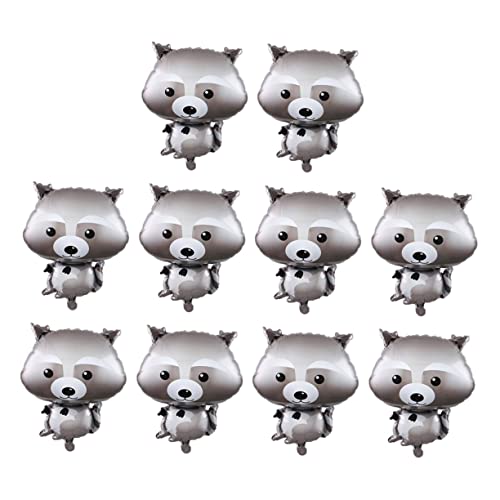 Vaguelly 10St tierischer Ballon Ballongirlande Aufblasgerät Fuchs Luftballons kinderzimmerdeko room decoration Waschbär-Partyballons Luftballons mit Tiermotiven Aluminiumfolie Grey von Vaguelly