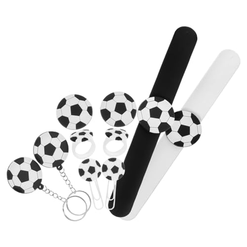 Vaguelly 10Stücke Fußball Goodies für Kindergeburtstage Mini Fußball Schlüsselanhänger Ringe Anstecknadeln Lesezeichen und Slap Armbänder für Sport Partys von Vaguelly