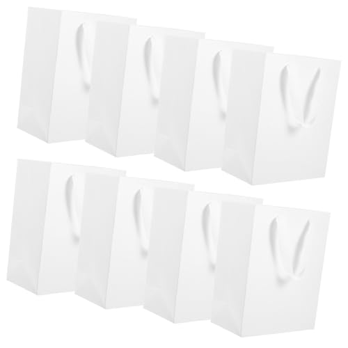 Vaguelly 10Stücke Weiße Papierverpackungstüten mit Griffen Geschenktüten für Partys und Geburtstagsfeiern zum Mitnehmen von Süßigkeiten Leckereien und Geschenken von Vaguelly