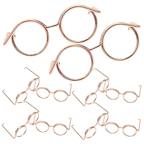Vaguelly 10st Puppenbrille in Herzform Rave-Brille Minibrille Für Puppen Zubehör Für Babypuppen Gläser Sonnenbrillen Für Damen Miniatur- Für Puppen Metall Rose Gold von Vaguelly