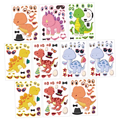 Vaguelly 12 Blatt DIY Dinosaur Puzzle Aufkleber Teiliges Cartoon Dinosaurier Sticker für Kindergeburtstage Einfach Anzubringen Entfernen für Kreative Party Dekorationen und Bastelprojekte von Vaguelly