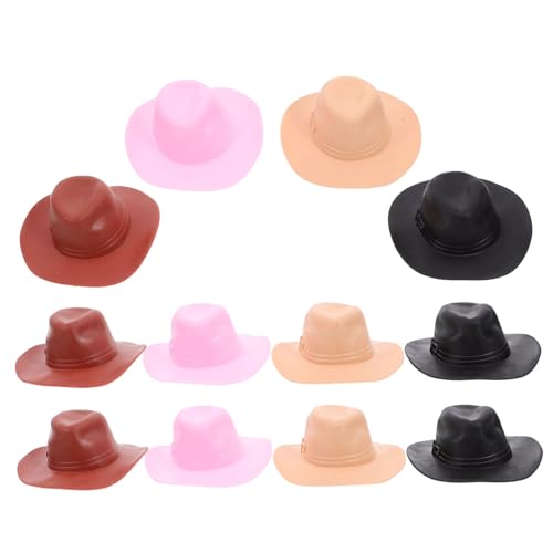 Vaguelly 12 Stück Cowboyhutspielzeug Mini-Cowgirl-Hüte für Getränke entzückende hüte Kleine Hüte zum Selbermachen Hutminiatur Puppenhüte selber Machen Mini-Hüte Plastik von Vaguelly