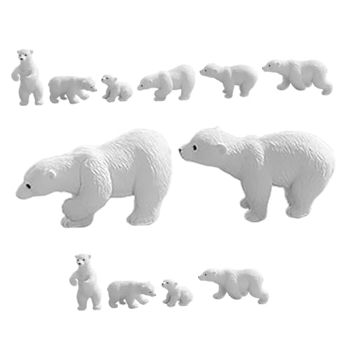 Vaguelly 12 Stück Eisbär-Ornamente Miniatur-Bärenfiguren Miniatur-Eisbärfiguren Miniaturbärenfiguren zum Basteln Bär Figur Iglu- Eisbären-Partygeschenke Stofftier Eisbär Harz Weiß von Vaguelly