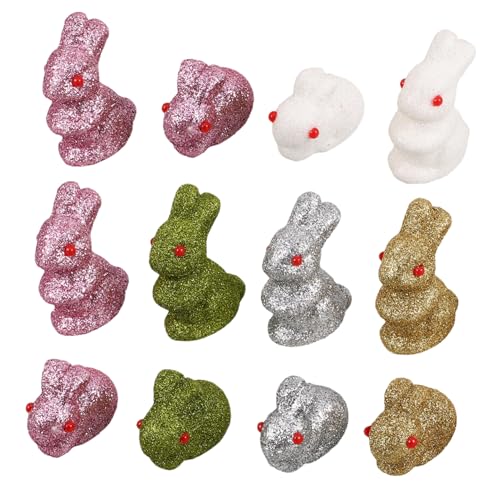 Vaguelly 12 Stück Kaninchen Ornament Tischhase Tischhasen Statue Ostertopf Dekoration Osterhase Tischdekoration Osterhase Tischdekoration Mini Schaumstoff von Vaguelly