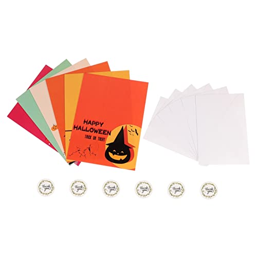 Vaguelly 12 Stück Teiliges Halloween Grußkarten Set mit Aufklebern und Umschlägen Handgezeichnete Karten für Inspirierende Botschaften für Einladungen und Grüße zu Halloween von Vaguelly