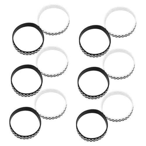Vaguelly 12 Stück Teiliges Kariert Schwarz weißes Silikonarmband Motorsport motto Partydeko für Damen Herren Atmungsaktive Flexible Armbänder für Motorsport Sportveranstaltungen von Vaguelly