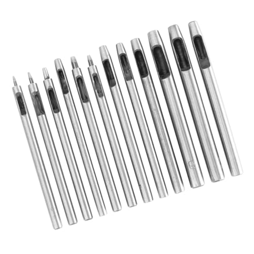 Vaguelly 12 Stück Teiliges Lederlochstanzer Set aus Hitzebehandeltem Legierungsstahl Scharfe Klingen Robuste Verarbeitung Vielseitig für Gürtel Taschen Leinwand Handwerksarbeiten Langlebig von Vaguelly