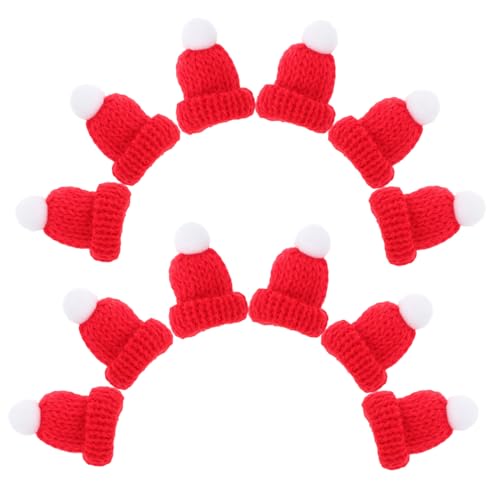 Vaguelly 12 Stück Teiliges Mini Strickmützen aus Weichem Material DIY Weihnachtsdeko für Puppen Kleidung Flaschen und Accessoires Rote Handgefertigte Weihnachtsmützen für Festliche von Vaguelly