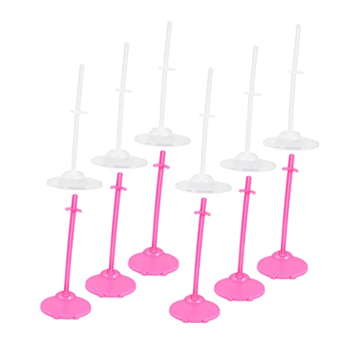 Vaguelly 12 Stück Teiliges Puppenständer Transparente und Pinke Figurenhalter Stabile Doll Display Ständer für Actionfiguren und Puppen Kreatives Design für Kindersichere Präsentation und von Vaguelly