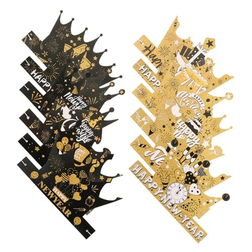 Vaguelly 12 Stück Teiliges Year Party Papierhüte Weiche Bequeme Kopfbedeckung Vielseitige Designs für Silvester Feier DIY Partyhüte für Neujahrsfest Festliche Neujahr Zubehör von Vaguelly