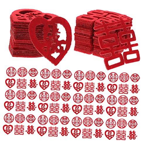 Vaguelly 120 Stück Mini Doppeltes Glück Xi Altar Vermissen Zahlen Tisch Hochzeit Rezeption Verheiratet Verkaufsstand Chinesische Streuung Requisiten Werfen Konfetti Werfen Vlies Rot von Vaguelly