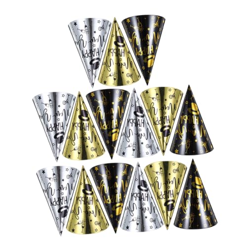Vaguelly 15 Stück Teiliges Neujahrs-partyhüte Leichte Papierkegel Hüte in Schwarz Gold Silber Bequeme Modische Silvester Dekoration für Erwachsene von Vaguelly