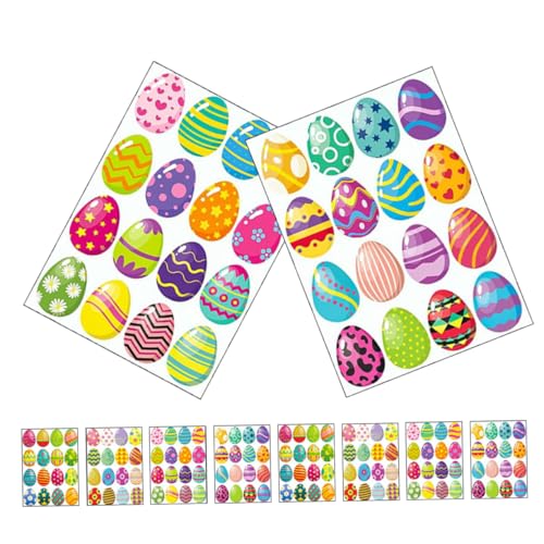 Vaguelly 16 Blatt Eier Aufkleber Bunte Selbstklebende Sticker für Kreative Bastelideen und Dekorationen zu Ostern für Partys und Festlichkeiten von Vaguelly