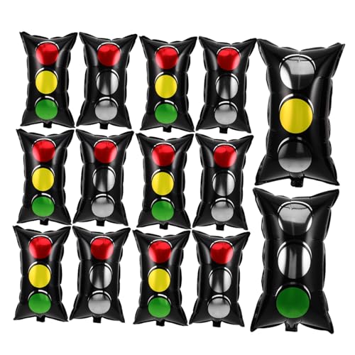 Vaguelly 16 Stück Teiliges Verkehrsampel Folienballon- Robustes Party-dekor Vielseitig Rennwagen Bau-feiern Wiederverwendbar Farbenfrohe Verkehrsthema-deko Leichtes Aufbauen Perfektes von Vaguelly