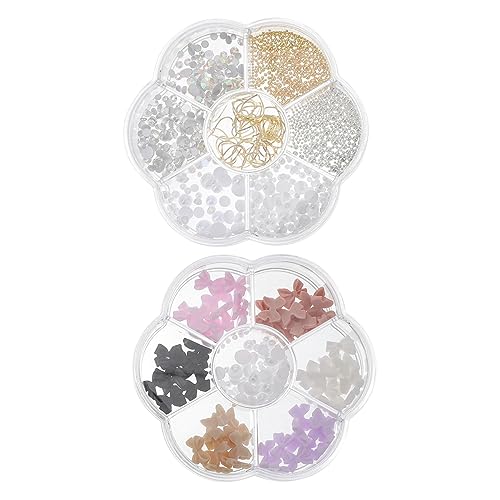 Vaguelly 2 Boxen Boxen Nagelperlen und Strasssteine Set Bunte Perlen und Metall Schmucksteine Nagelkunst Dekoration Leicht Vielseitig Kombinierbar für DIY Nail Art Designs von Vaguelly