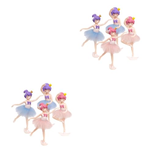 Vaguelly 2 Sätze Ballerina-mädchen Modell Dekoration Mädchendekoration Rosa Dekoration Büro Dekoration Office Decoration Ballettmädchenfigur Ballerina-cupcake-topper Pvc 4 Stück * 2 von Vaguelly