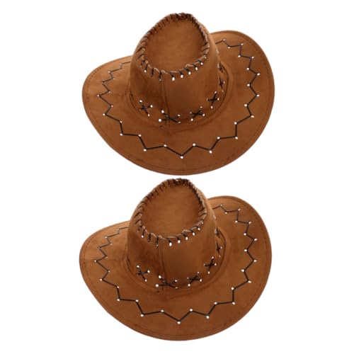 Vaguelly 2 Stück Cowboyhut Western Fedora mit Breiter Krempe Atmungsaktiv für Jungen Mädchen Verstellbar für Western Partys Kostüm und Outdoor Aktivitäten von Vaguelly