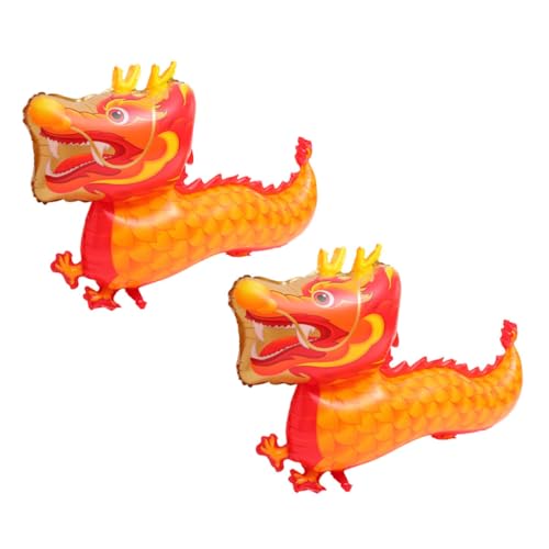 Vaguelly 2 Stück Drachenballons für Chinesische Neujahr Lustige Drachenform Ballons für Frühlingsfest Deko Neujahrsfeier Luftballons Orange von Vaguelly