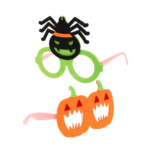 Vaguelly 2 Stück Fluoreszierende Halloween Kinderbrillen Leichte Kürbis und Spinnengestelle in Neonfarben für Nachtpartys Fotoshootings und Gruselige Kostümaccessoires von Vaguelly