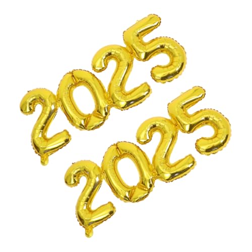 Vaguelly 2 Stück Folienballons Gold Zahl Silvester Deko Heliumgeeignet Neujahrsfeier Jubiläum Weihnachtsdeko Partyzubehör Wiederverwendbar Sicher von Vaguelly