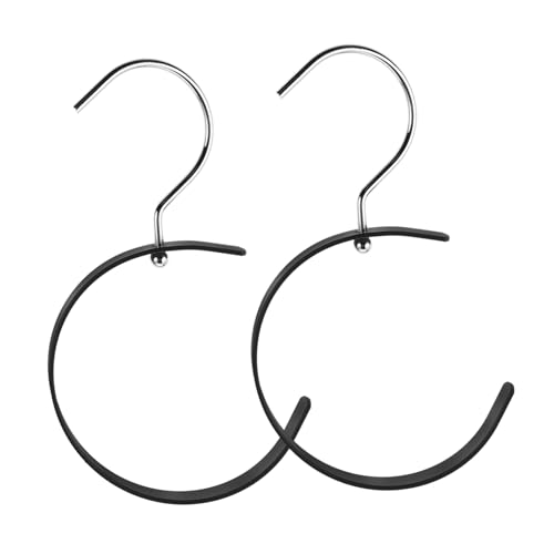 Vaguelly 2 Stück Gürtelhalter Lederband Handtasche Hutregal Gürtelorganizer für den Schrank kreativer Haken Gürtelhaken Schalanzeige Gürtel Organizer Rostfreier Stahl Black von Vaguelly