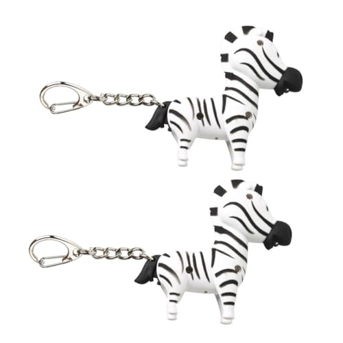 Vaguelly 2 Stück LED Taschenlampe Schlüsselanhänger Zebraform mit Leucht und Soundeffekt Kreative Schlüsselanhänger aus Metall und Kunststoff Kompakt Kindgerecht Perfektes Partygeschenk von Vaguelly