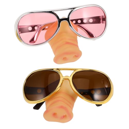 Vaguelly 2 Stück Lustige Brille Kostüm Neuartige Verkleidungsbrille Verrückt Für Cartoonbrille Cosplay Zubehör Partybrille Gläser Nase Schnauze Alberne Brille Für Erwachsene von Vaguelly
