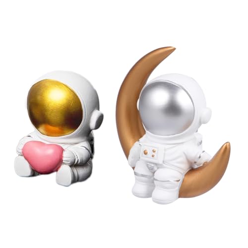 Vaguelly 2 Stk Ornamente Mini-astronautenfigur Mond-dekor Auto-dekor Kinder Spielset Armaturenbrettdekorationen Für Autos Weltraumspielzeug Für Kinder Schreibtischaufsatz Harz Kuchen Modell von Vaguelly